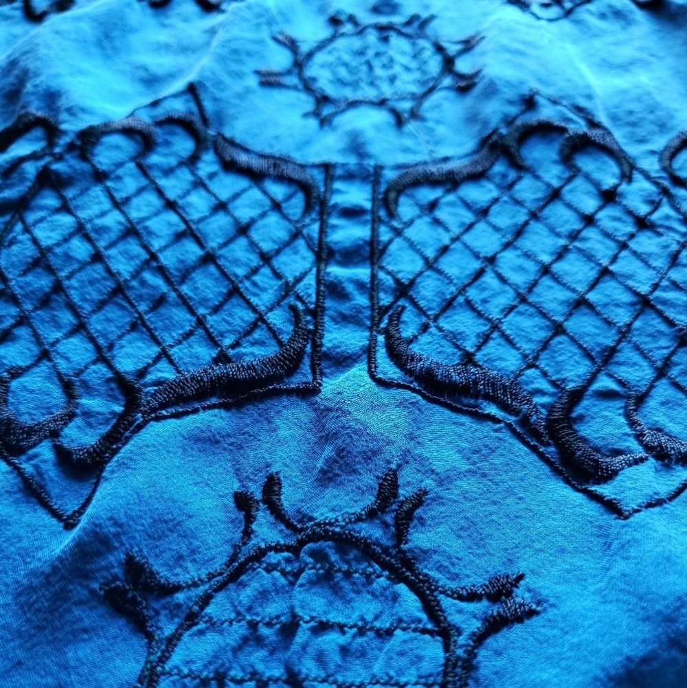 Language Silk Embroidered Top. - Picture 7 of 7